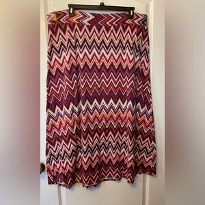 Cato 3X Chevron Patterned Maxi Skirt - Multicolor